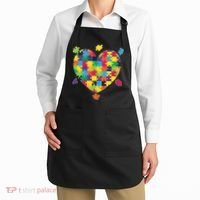 Cute Autism Awareness Rainbow Puzzle Pieces Heart Apron thumb 2