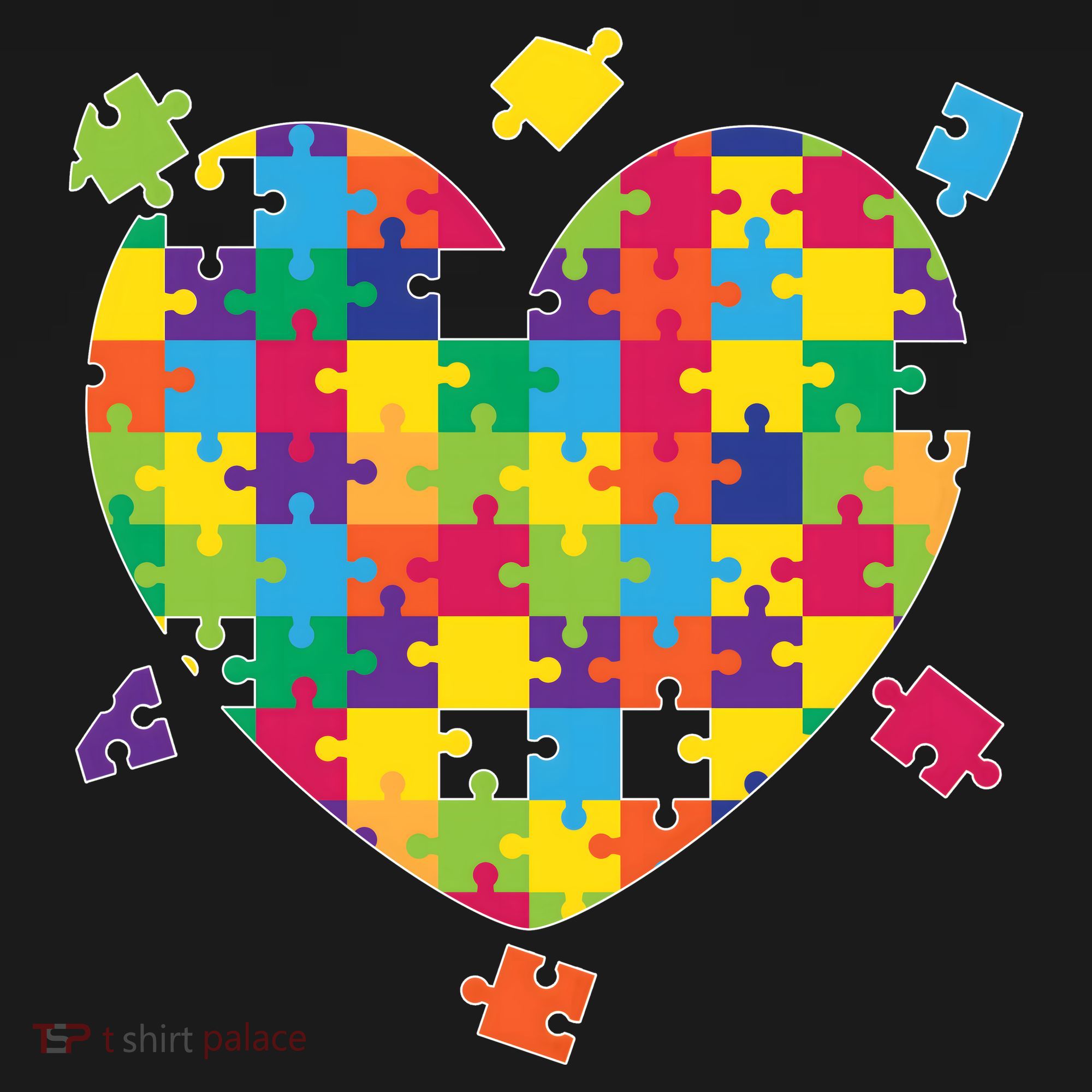 Cute Autism Awareness Rainbow Puzzle Pieces Heart Apron