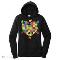 Cute Autism Awareness Rainbow Puzzle Pieces Heart Women's Hoodie thumb 0