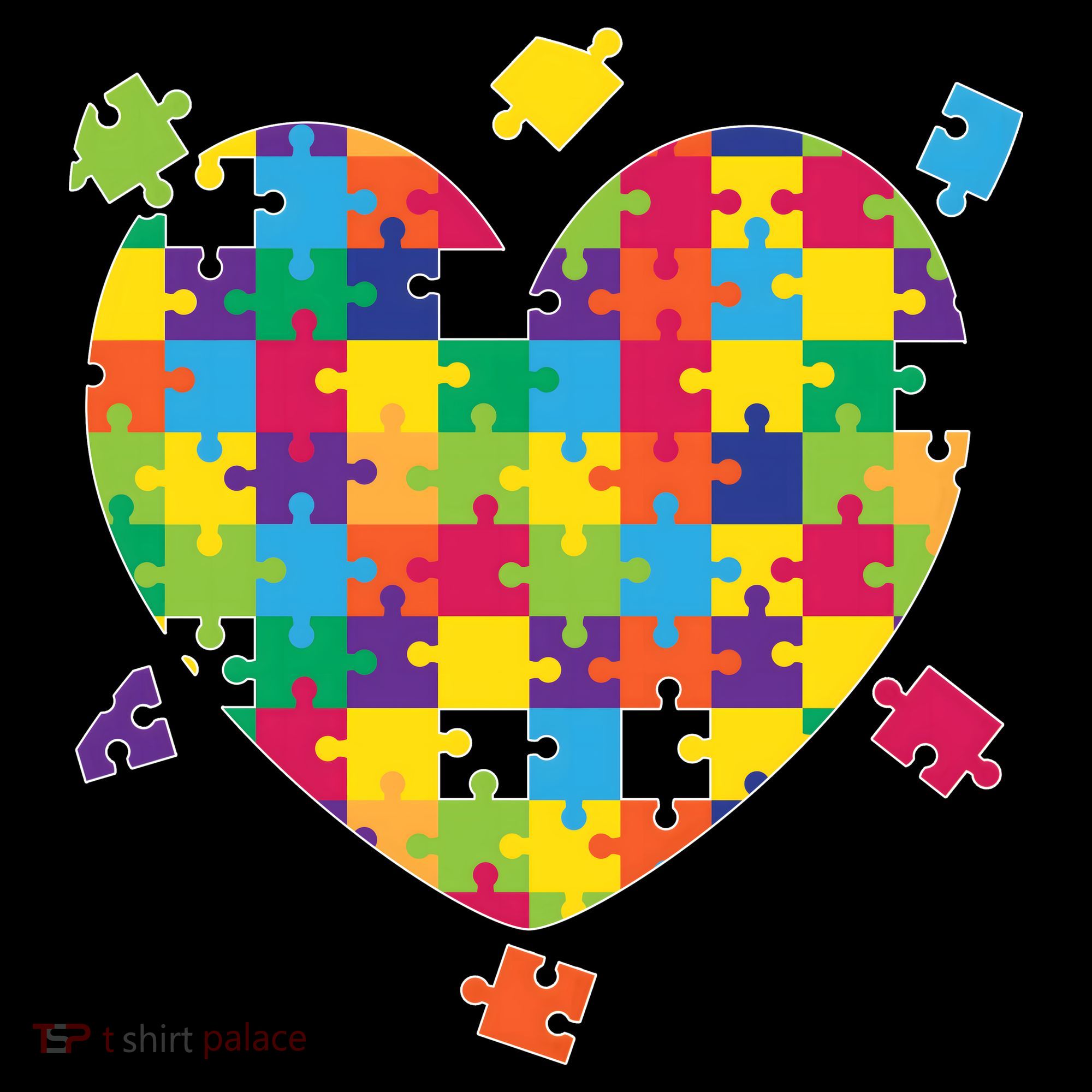 Cute Autism Awareness Rainbow Puzzle Pieces Heart Women's Hoodie