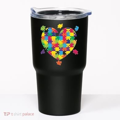 Cute Autism Awareness Rainbow Puzzle Pieces Heart Tumbler