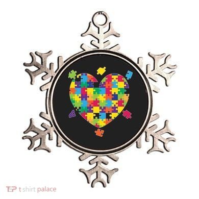 Cute Autism Awareness Rainbow Puzzle Pieces Heart Ornament