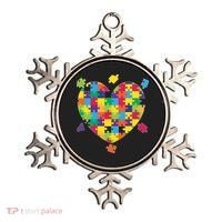 Cute Autism Awareness Rainbow Puzzle Pieces Heart Ornament thumb 0