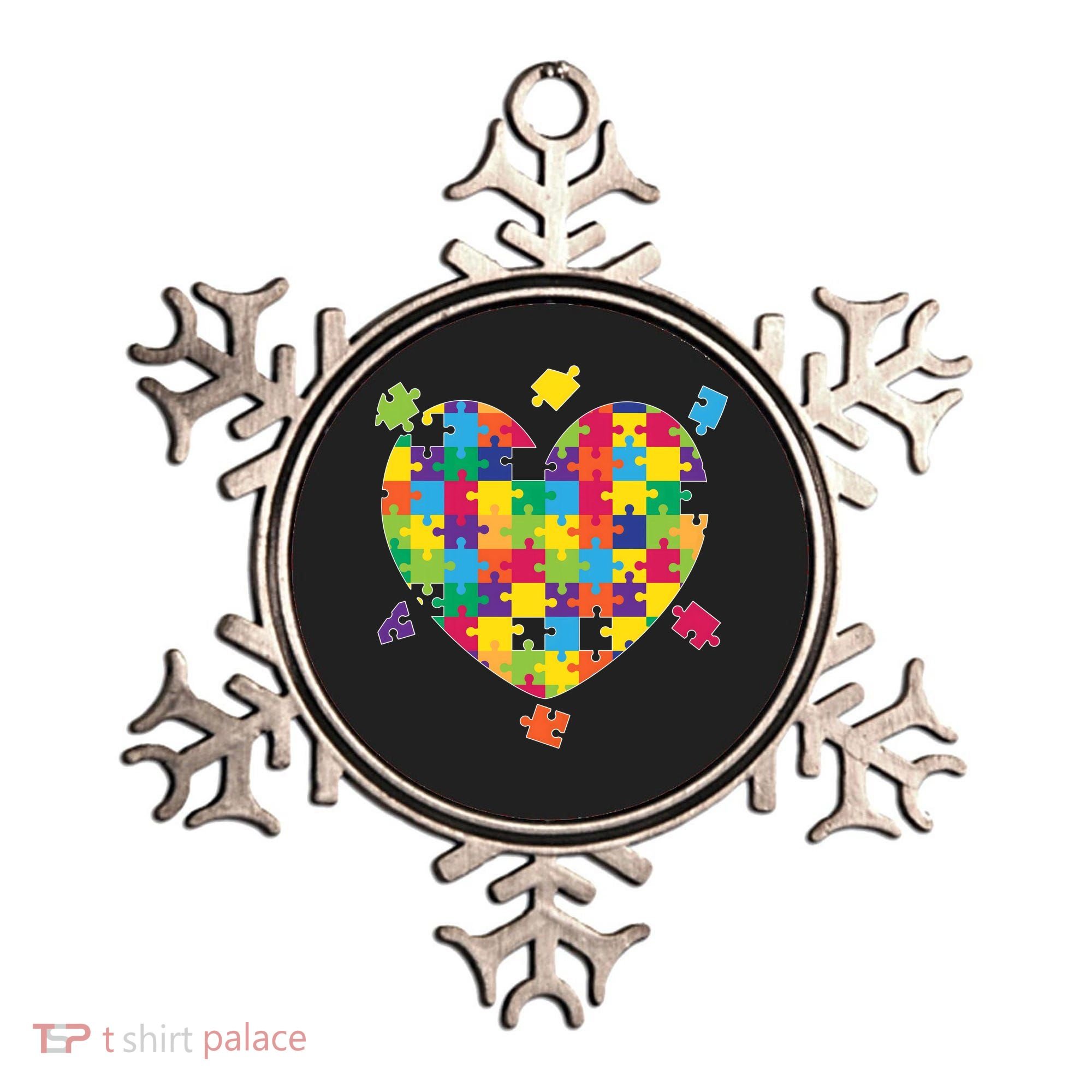 Cute Autism Awareness Rainbow Puzzle Pieces Heart Ornament