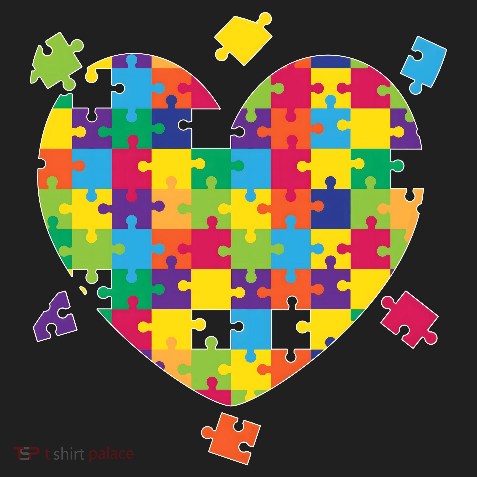 Cute Autism Awareness Rainbow Puzzle Pieces Heart Hat