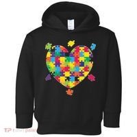 Cute Autism Awareness Rainbow Puzzle Pieces Heart Toddler Hoodie thumb 0