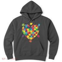 Cute Autism Awareness Rainbow Puzzle Pieces Heart Hoodie thumb 0