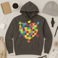 Cute Autism Awareness Rainbow Puzzle Pieces Heart Hoodie thumb 3