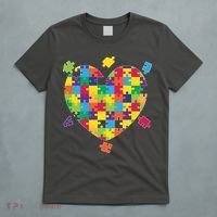 Cute Autism Awareness Rainbow Puzzle Pieces Heart T-Shirt thumb 5
