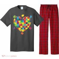 Cute Autism Awareness Rainbow Puzzle Pieces Heart Pajama Set thumb 0