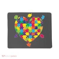 Cute Autism Awareness Rainbow Puzzle Pieces Heart Mousepad thumb 0