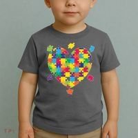 Cute Autism Awareness Rainbow Puzzle Pieces Heart Toddler T-Shirt thumb 2