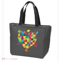 Cute Autism Awareness Rainbow Puzzle Pieces Heart Tote Bag thumb 3