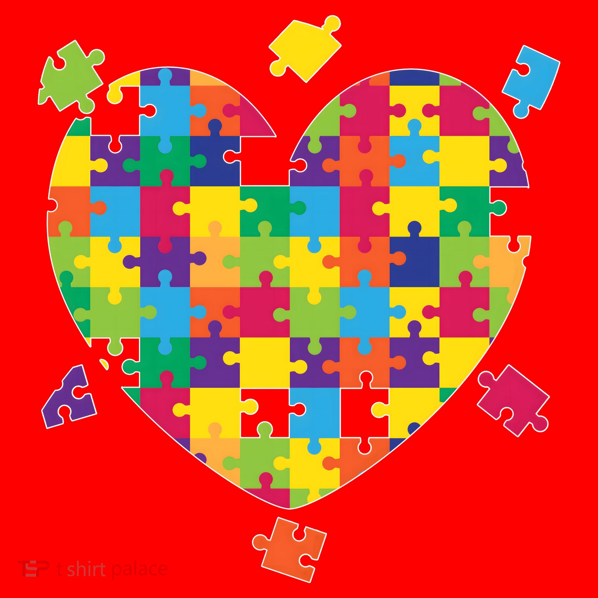Cute Autism Awareness Rainbow Puzzle Pieces Heart Santa Hat