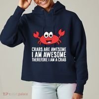 Crabs Are Awesome I Am Awesome Therefore I'm A Crab Ladies Heavyweight Boxy Pullover Hoodie thumb 0