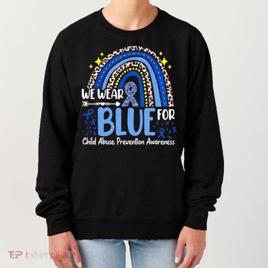 Child Abuse Awareness Blue Ribbon Trex Dinosaur Women's Sweatshirt