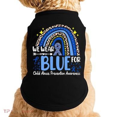 Child Abuse Awareness Blue Ribbon Trex Dinosaur Doggie Tank