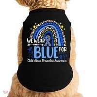 Child Abuse Awareness Blue Ribbon Trex Dinosaur Doggie Tank thumb 0