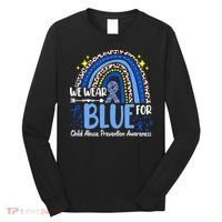 Child Abuse Awareness Blue Ribbon Trex Dinosaur Long Sleeve Shirt thumb 0