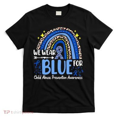 Child Abuse Awareness Blue Ribbon Trex Dinosaur T-Shirt