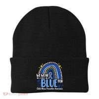 Child Abuse Awareness Blue Ribbon Trex Dinosaur Beanie thumb 0