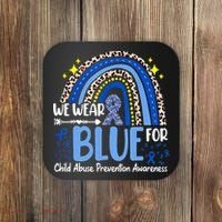 Child Abuse Awareness Blue Ribbon Trex Dinosaur Coaster thumb 0