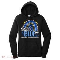 Child Abuse Awareness Blue Ribbon Trex Dinosaur Women's Hoodie thumb 0