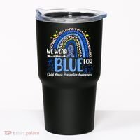 Child Abuse Awareness Blue Ribbon Trex Dinosaur Tumbler thumb 0