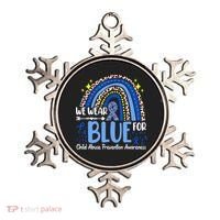 Child Abuse Awareness Blue Ribbon Trex Dinosaur Ornament thumb 0