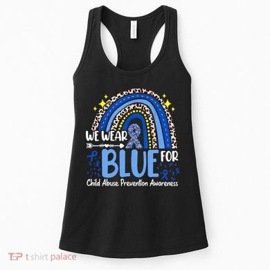 Child Abuse Awareness Blue Ribbon Trex Dinosaur Women's Tank Top