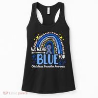 Child Abuse Awareness Blue Ribbon Trex Dinosaur Women's Tank Top thumb 0