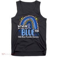 Child Abuse Awareness Blue Ribbon Trex Dinosaur Tank Top thumb 0