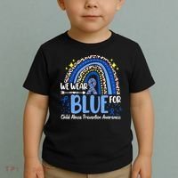 Child Abuse Awareness Blue Ribbon Trex Dinosaur Toddler T-Shirt thumb 2