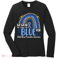 Child Abuse Awareness Blue Ribbon Trex Dinosaur Women's Long Sleeve Shirt thumb 0