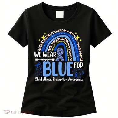 Child Abuse Awareness Blue Ribbon Trex Dinosaur Women's T-Shirt