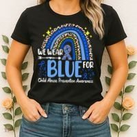 Child Abuse Awareness Blue Ribbon Trex Dinosaur Women's T-Shirt thumb 2