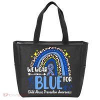 Child Abuse Awareness Blue Ribbon Trex Dinosaur Tote Bag thumb 0