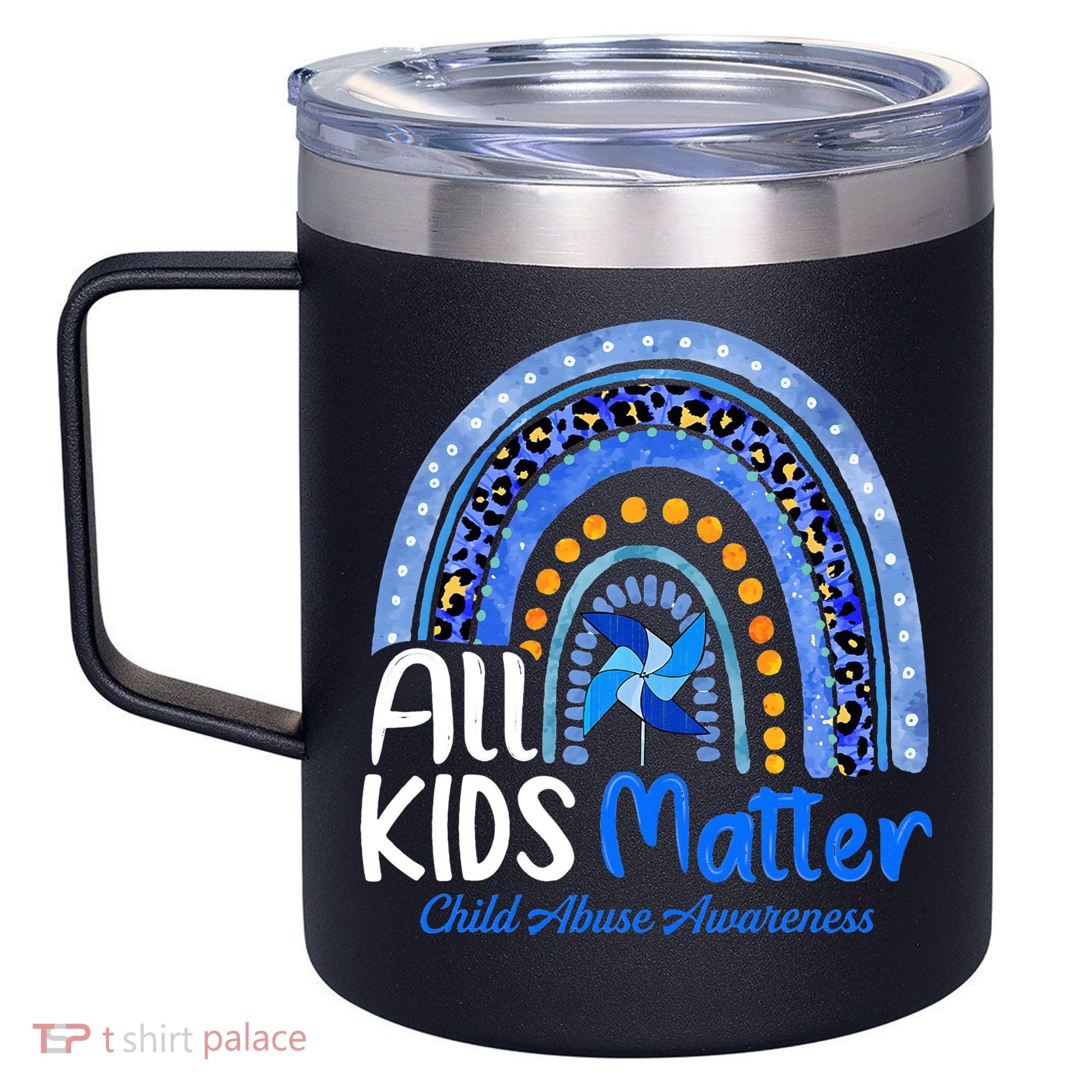 Child Abuse Awareness Messy Bun Child Abuse Prevention Month 12oz Stainless Steel Coffee Mug