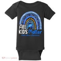 Child Abuse Awareness Messy Bun Child Abuse Prevention Month Baby Bodysuit thumb 0