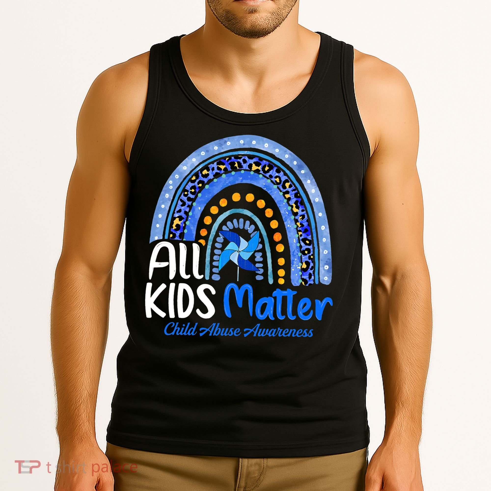 Child Abuse Awareness Messy Bun Child Abuse Prevention Month Tank Top