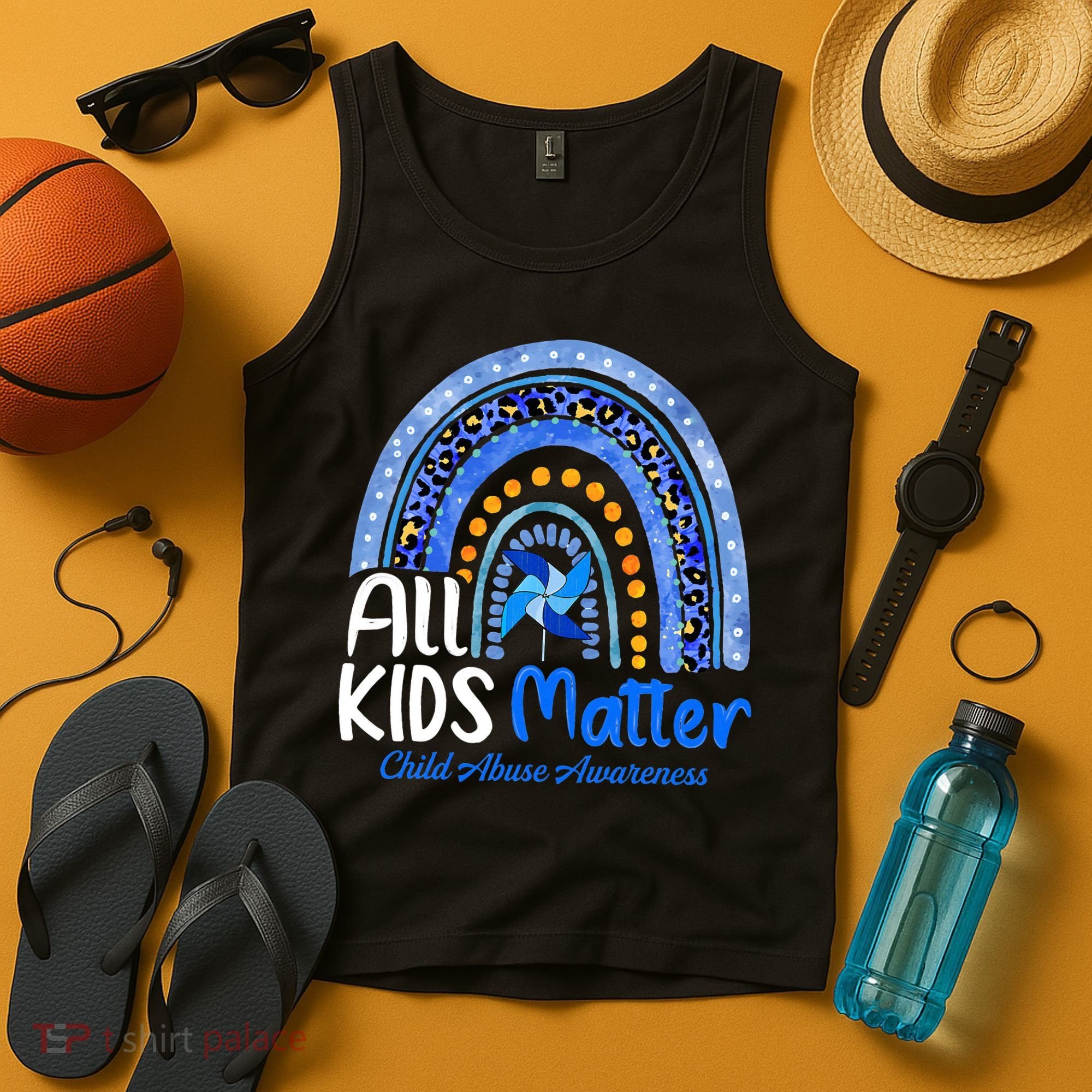 Child Abuse Awareness Messy Bun Child Abuse Prevention Month Tank Top