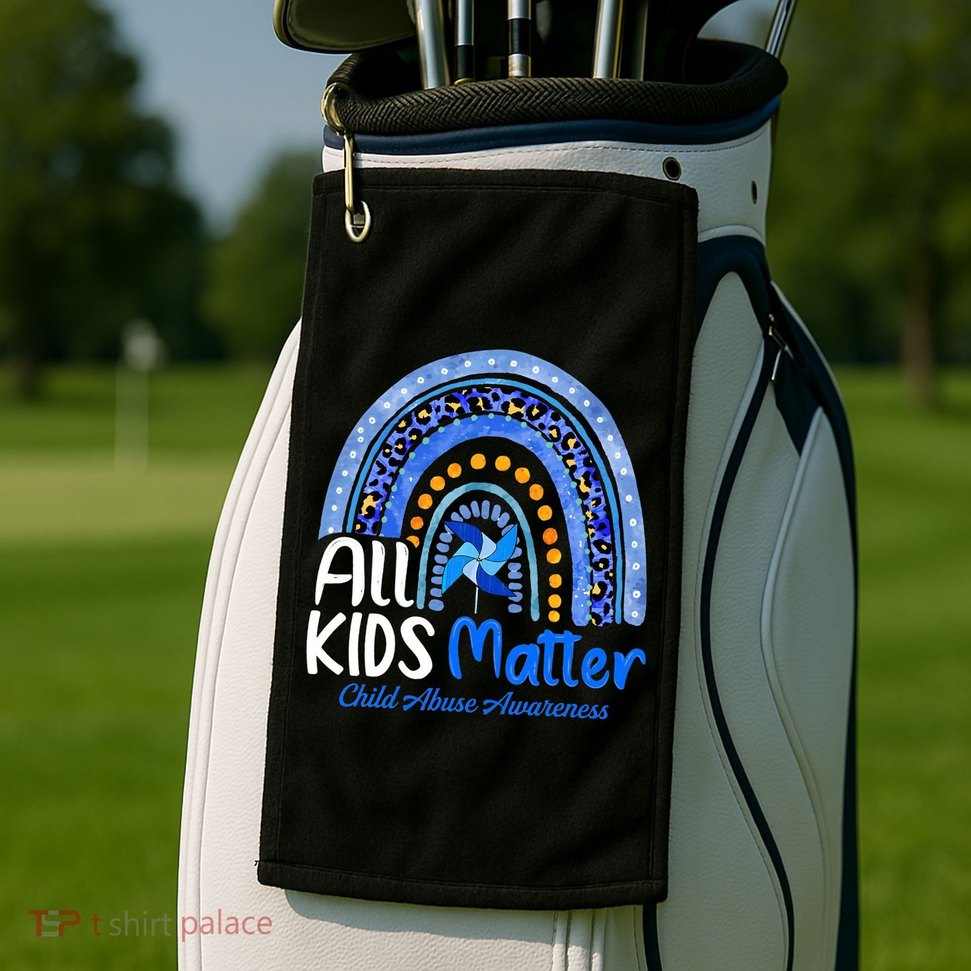 Child Abuse Awareness Messy Bun Child Abuse Prevention Month Golf Towel