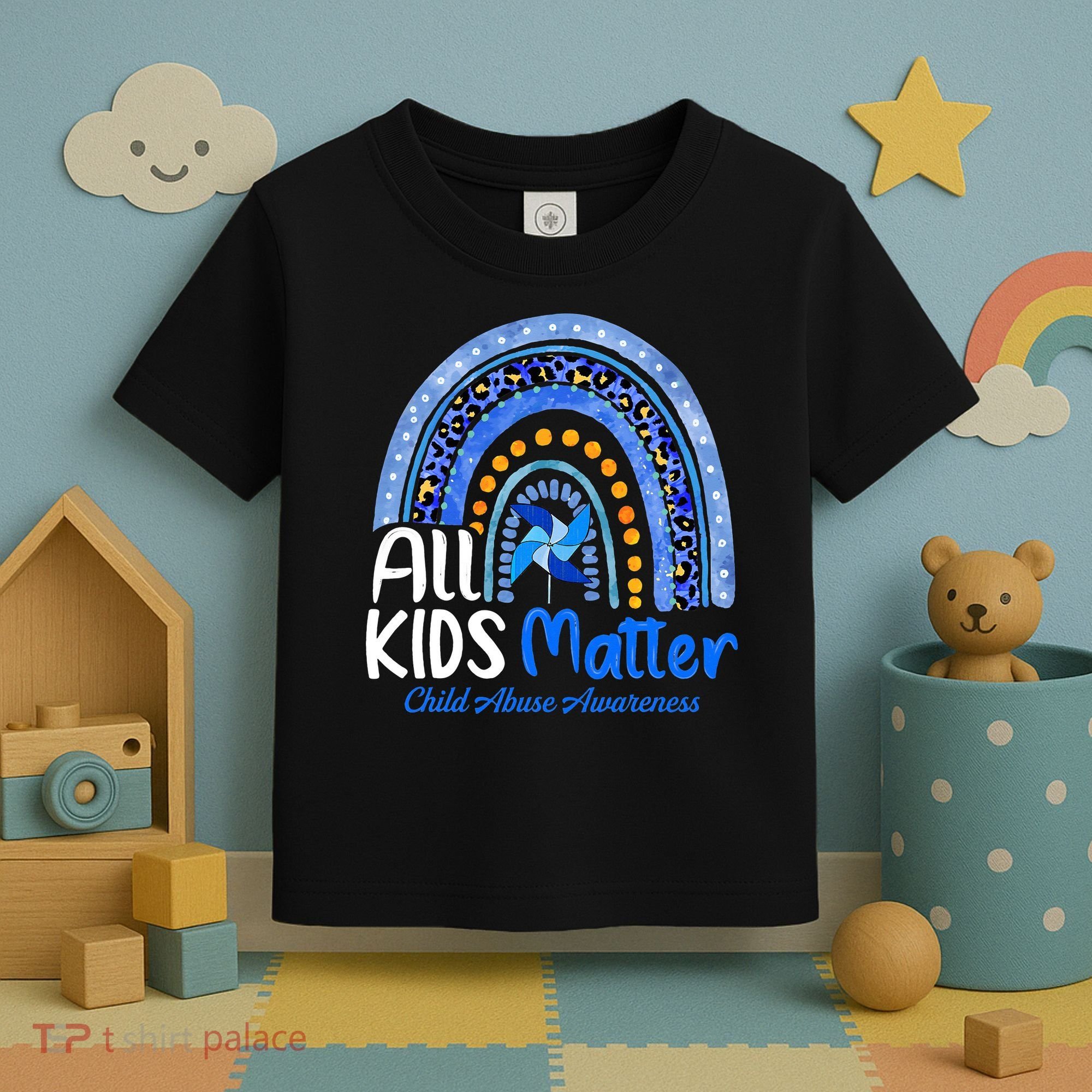 Child Abuse Awareness Messy Bun Child Abuse Prevention Month Toddler T-Shirt