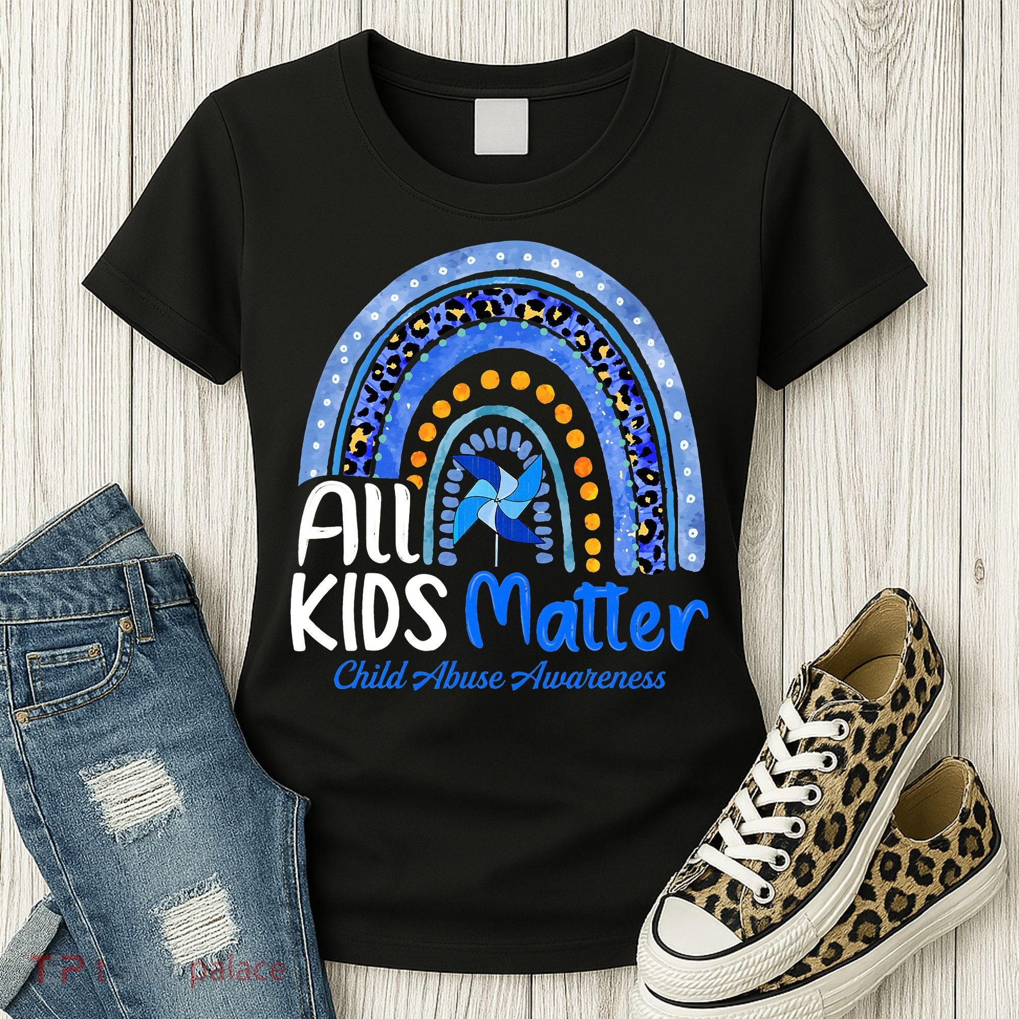 Child Abuse Awareness Messy Bun Child Abuse Prevention Month Women's T-Shirt
