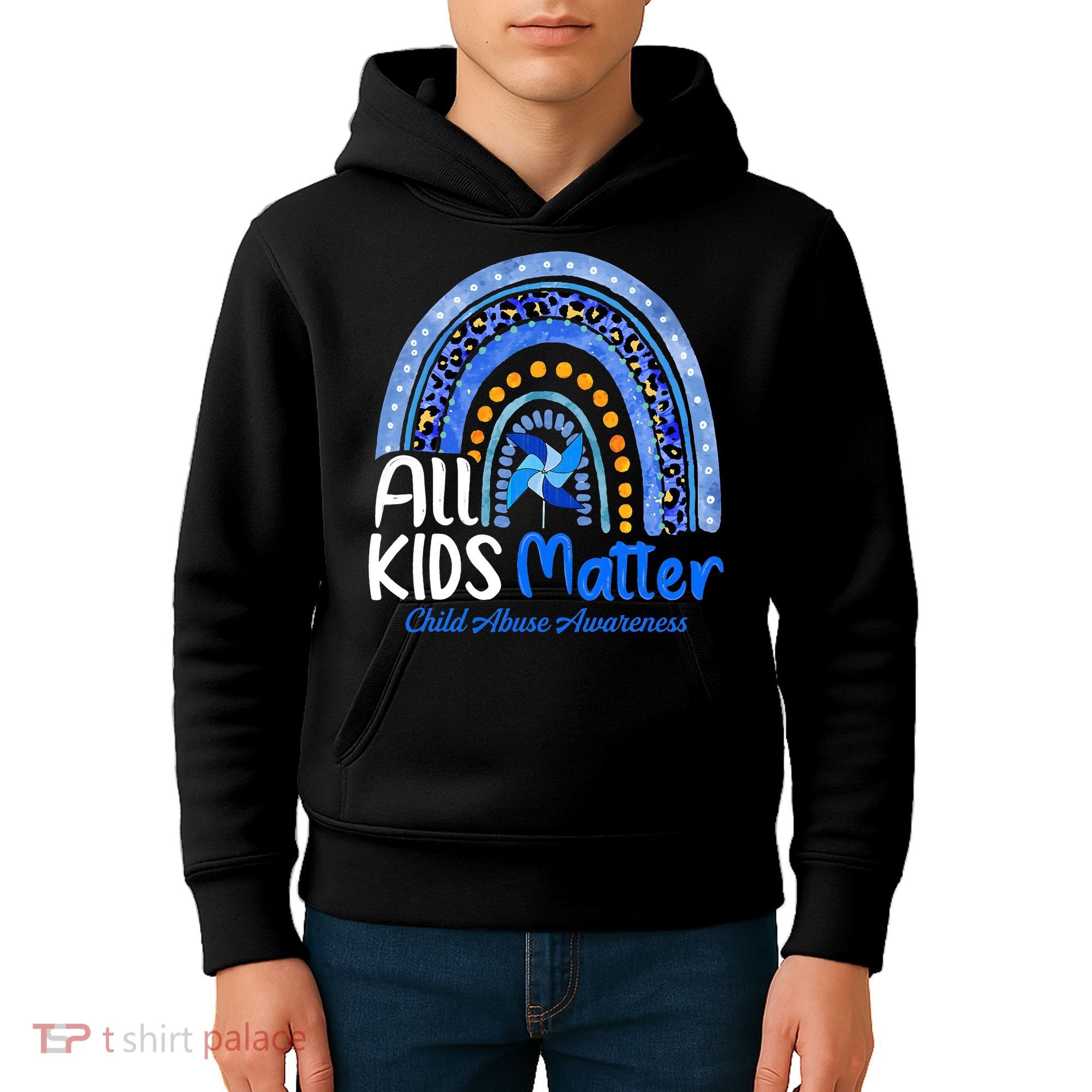 Child Abuse Awareness Messy Bun Child Abuse Prevention Month Kids Hoodie