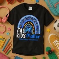 Child Abuse Awareness Messy Bun Child Abuse Prevention Month Kids T-Shirt thumb 3