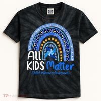 Child Abuse Awareness Messy Bun Child Abuse Prevention Month Kids Tie-Dye T-Shirt thumb 0
