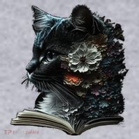 Cat Art Book Cat Motif Flowers Cat Women's Sweatshirt thumb 2