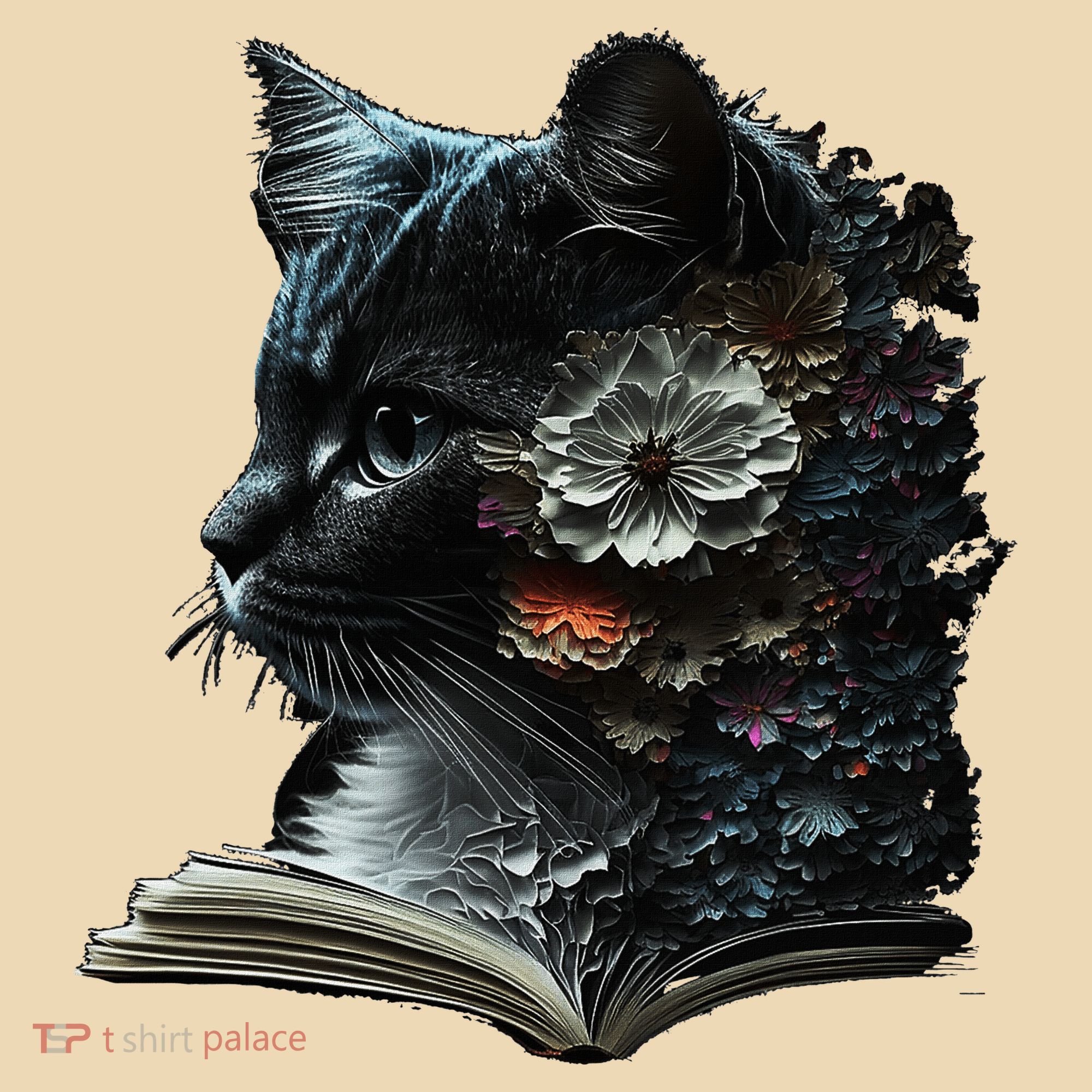 Cat Art Book Cat Motif Flowers Cat Tote Bag