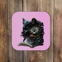 Cat Art Book Cat Motif Flowers Cat Coaster thumb 0